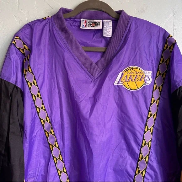 Vintage 90’s NBA Lakers Nylon Colorblock Streetwear Windbreaker Jacket‎ XL EUC